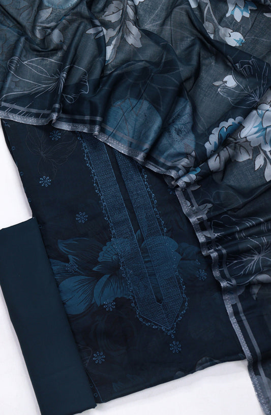 Zara by Amna Khadija Embroidered Lawn Unstitched 3 Piece Suit - Design-02 - AM26ZARA - Blue - Summer Collection