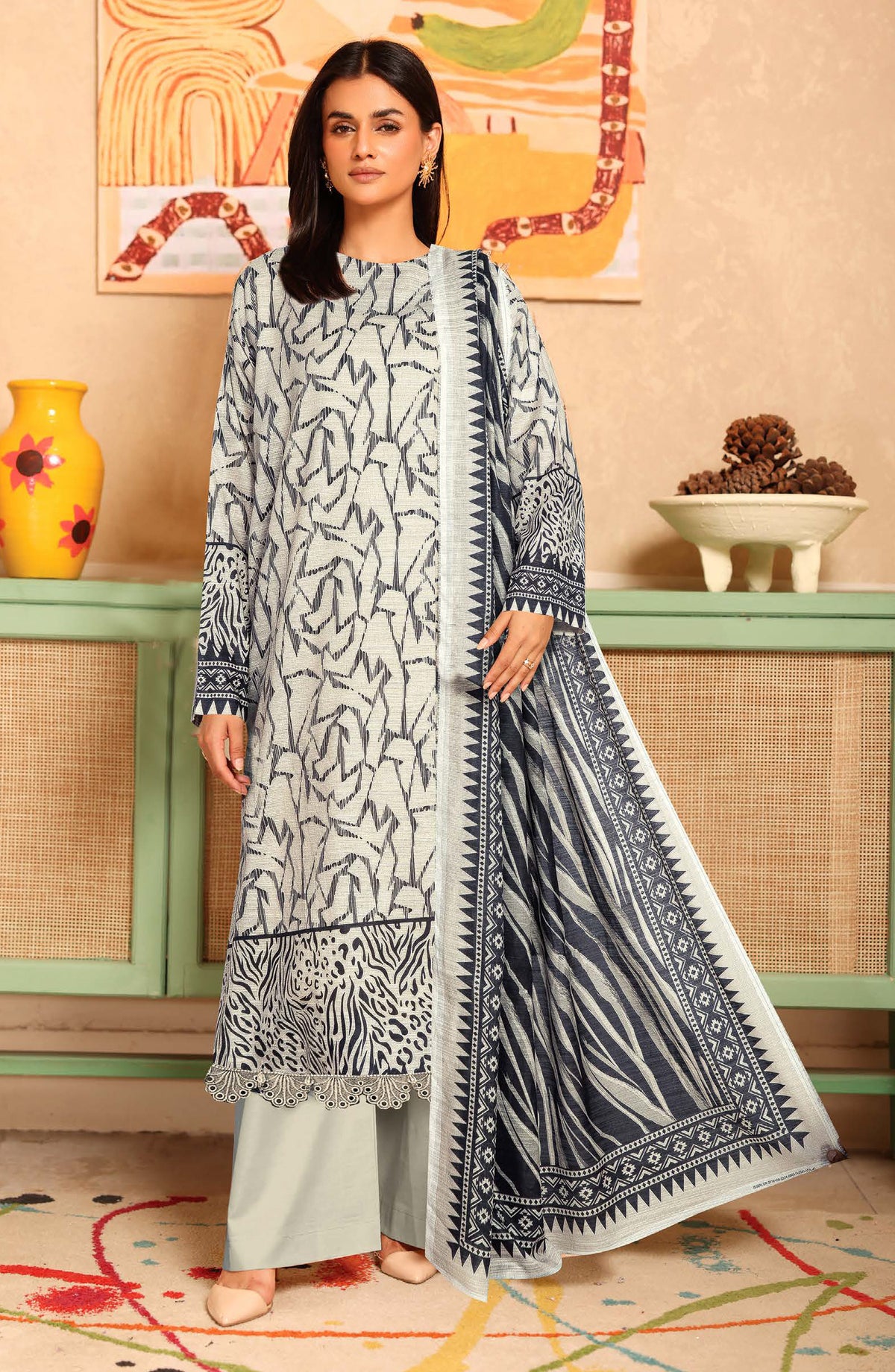 Zara by Johra Printed Lawn Unstitched 3 Piece Suit - JH-1496 - JH25ZARA - Off White - Casual Collection