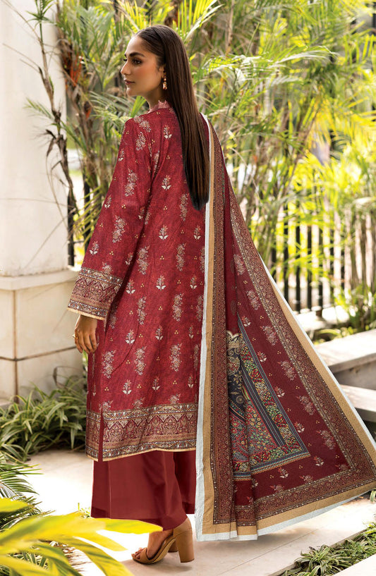 Zara by Johra Printed Lawn Unstitched 3 Piece Suit - JH-1495 - JH25ZARA - Maroon - Casual Collection