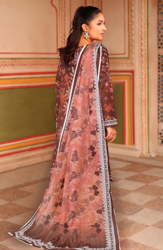 Zara by Johra Printed Lawn Unstitched 3 Piece Suit - JH-1491 - JH25ZARA - Maroon - Casual Collection