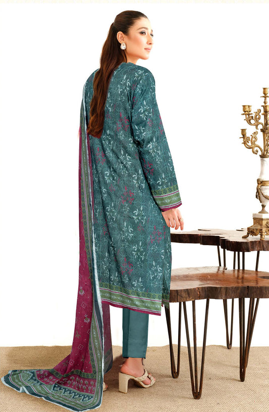 Zara by Johra Printed Lawn Unstitched 3 Piece Suit - JH-1488 - JH25ZARA - Teal - Casual Collection