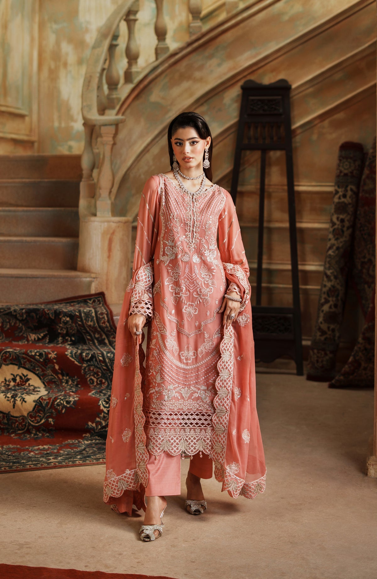 Zargul by Zebtan Embroidered Chiffon Unstitched 3 Piece Suit - ZG-03 - ZBT25ZRG - Pink - Formal Collection