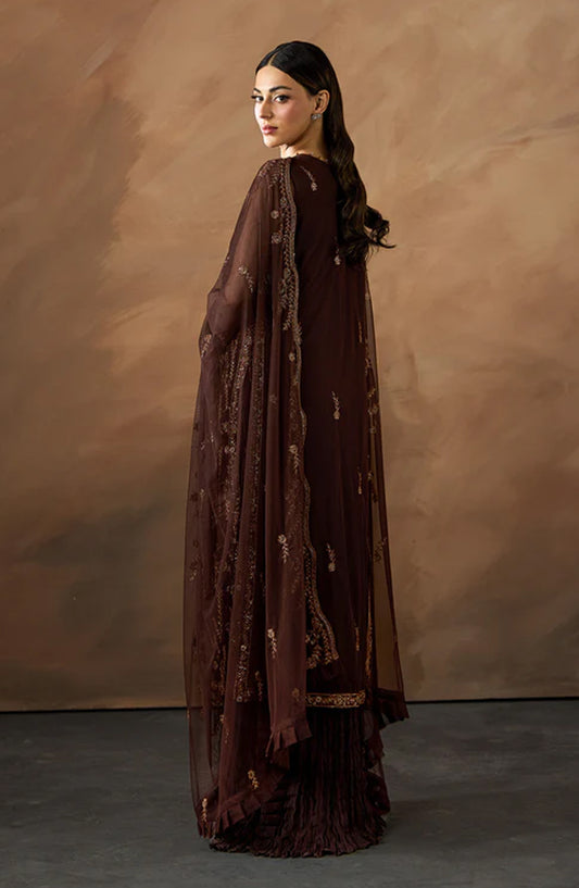 Dharkash by Zarif Embroidered Net Unstitched 3 Piece Suit - ZRF-DK-05 NAHID - ZRF26DR - Maroon - Formals Collection