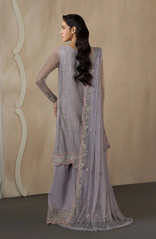 Dharkash by Zarif Embroidered Net Unstitched 3 Piece Suit - ZRF-DK-04 REEYA - ZRF26DR - Purple - Formals Collection
