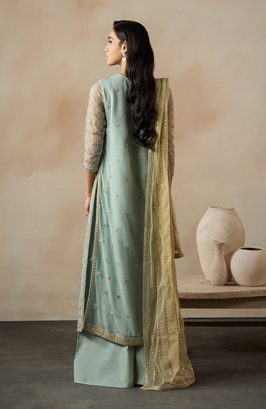 Dharkash by Zarif Embroidered Net Unstitched 3 Piece Suit - ZRF-DK-02 AZHARA - ZRF26DR - Blue - Formals Collection