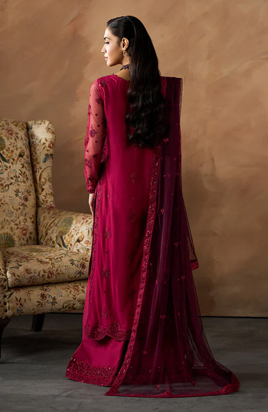 Dharkash by Zarif Embroidered Net Unstitched 3 Piece Suit - ZRF-DK-01 ZALVIA - ZRF26DR - Red - Formals Collection