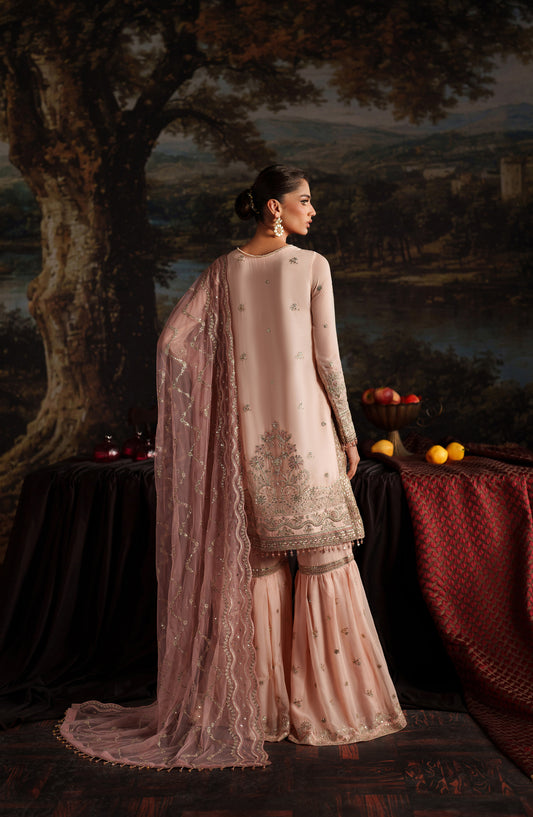 Zarif Premium Embroidered Chiffon Unstitched 3 Piece Suit - ZRF-PRC-08 LUCIA - ZRF25PRC - Pink - Festive Collection