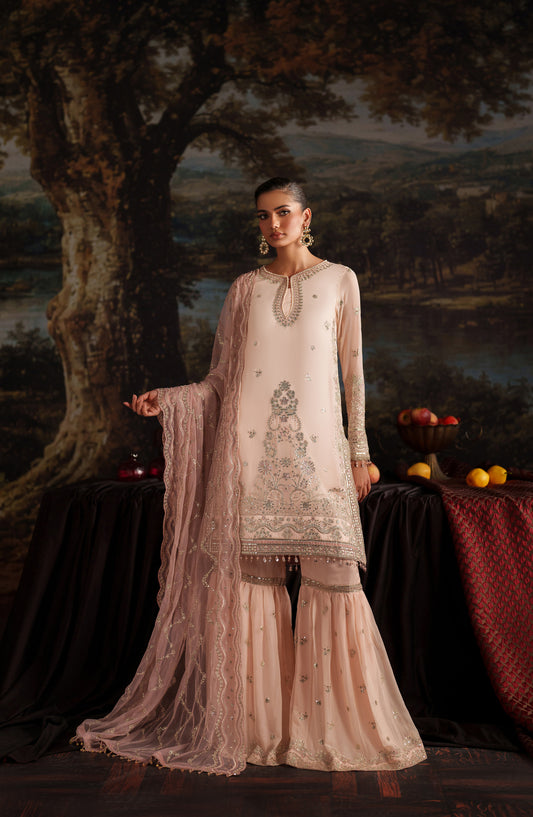 Zarif Premium Embroidered Chiffon Unstitched 3 Piece Suit - ZRF-PRC-08 LUCIA - ZRF25PRC - Pink - Festive Collection