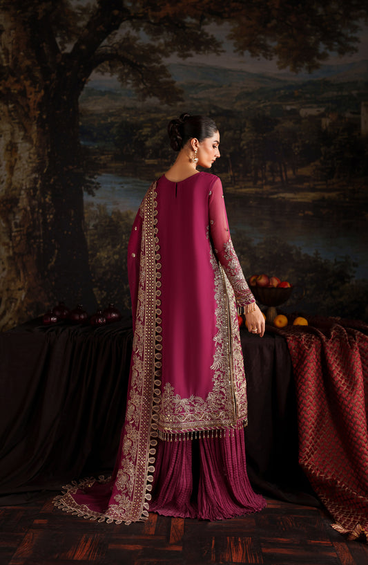 Zarif Premium Embroidered Chiffon Unstitched 3 Piece Suit - ZRF-PRC-05 ADELLE - ZRF25PRC - Pink - Festive Collection