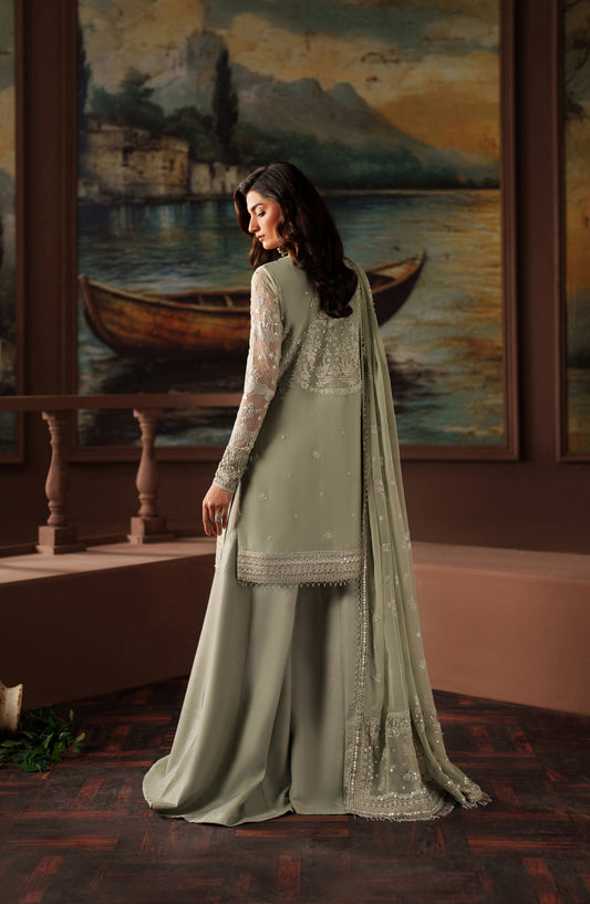 Zarif Premium Embroidered Chiffon Unstitched 3 Piece Suit - ZRF-PRC-02 ETHEL - ZRF25PRC - Green - Festive Collection