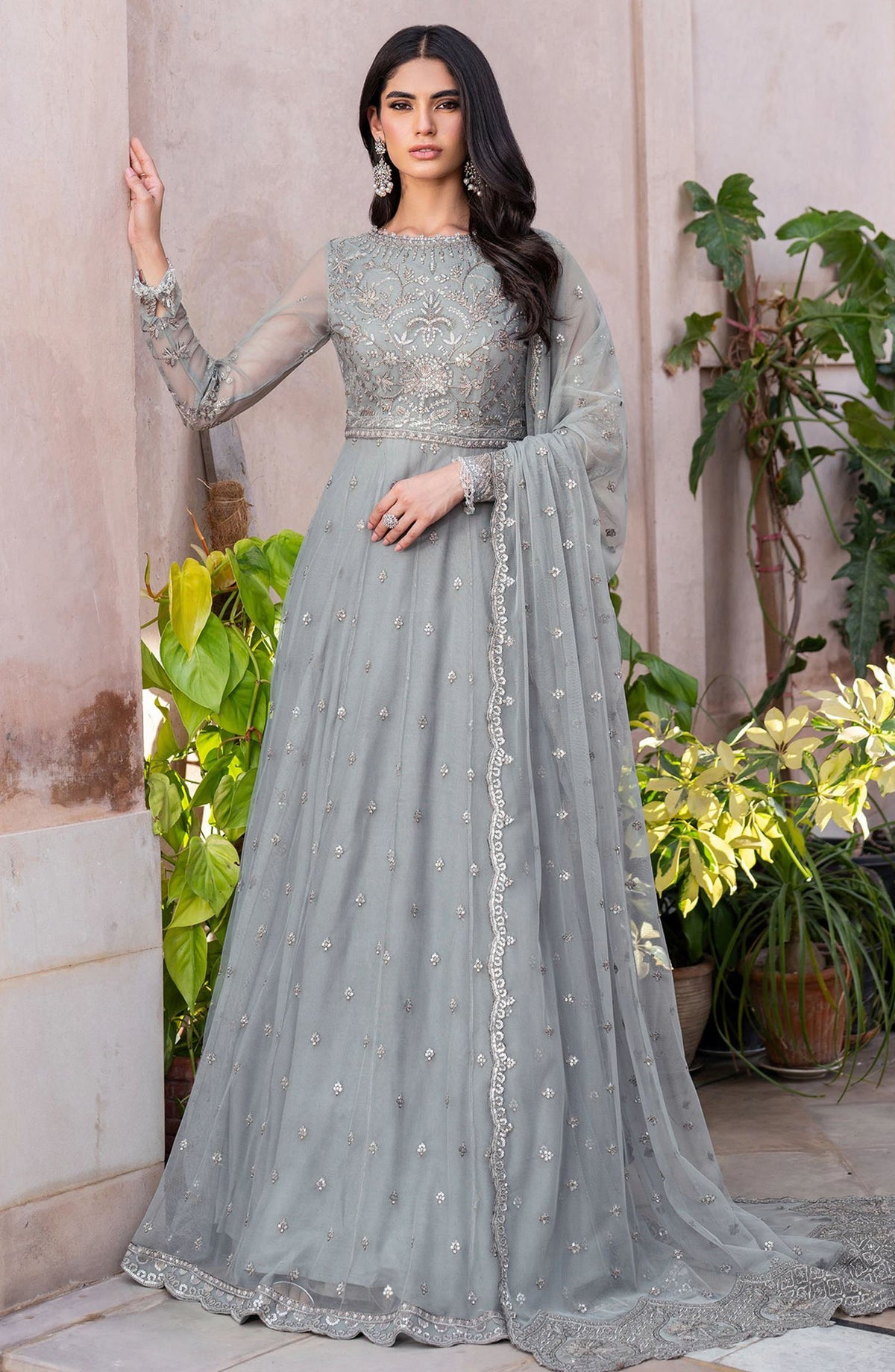 Sahiba by Zarif Luxury Embroidered Net Unstitched 3 Piece Suit - ZRF25SHB - UNST-SBA-04 YASMIN - Blue - Festive Collection