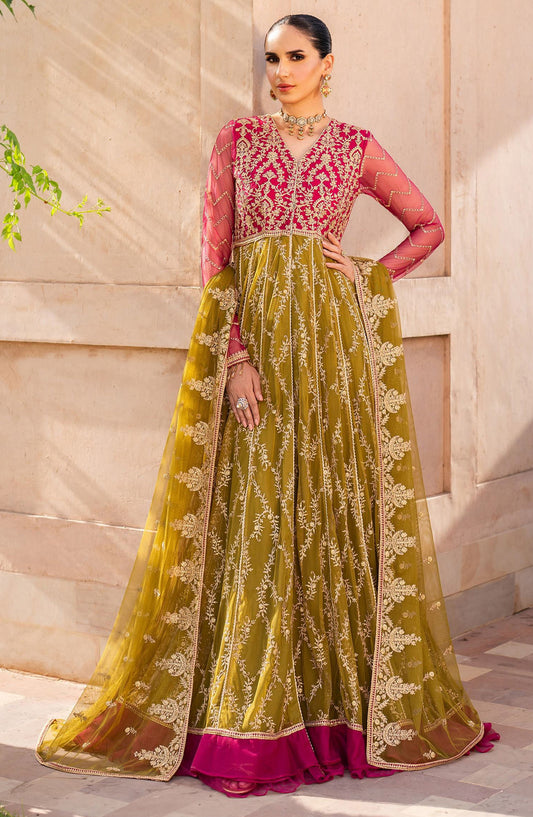 Sahiba by Zarif Luxury Embroidered Net Unstitched 3 Piece Suit - ZRF25SHB - UNST-SBA-03 LARA - Green - Festive Collection