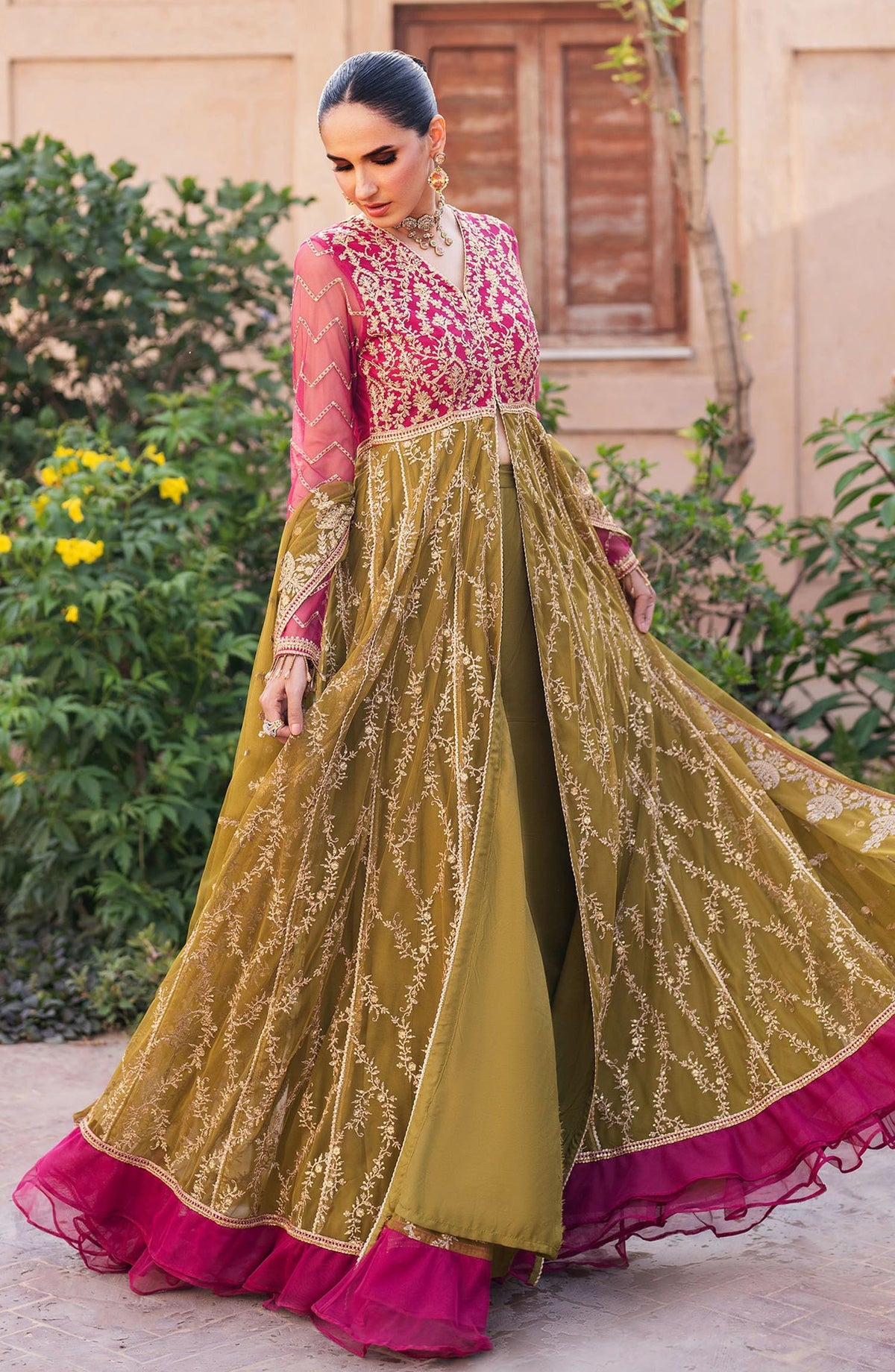 Sahiba by Zarif Luxury Embroidered Net Unstitched 3 Piece Suit - ZRF25SHB - UNST-SBA-03 LARA - Green - Festive Collection