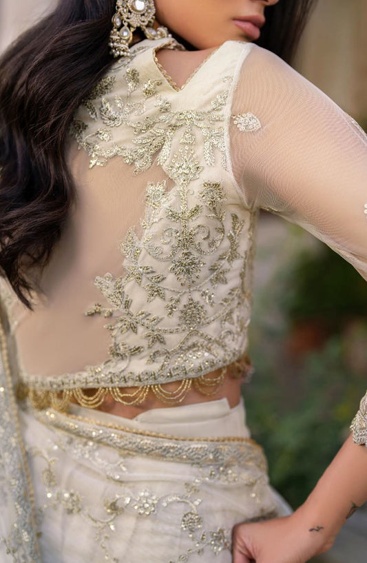 Sahiba by Zarif Luxury Embroidered Net Unstitched 3 Piece Suit - ZRF25SHB - UNST-SBA-02 MIRAN - White - Festive Collection