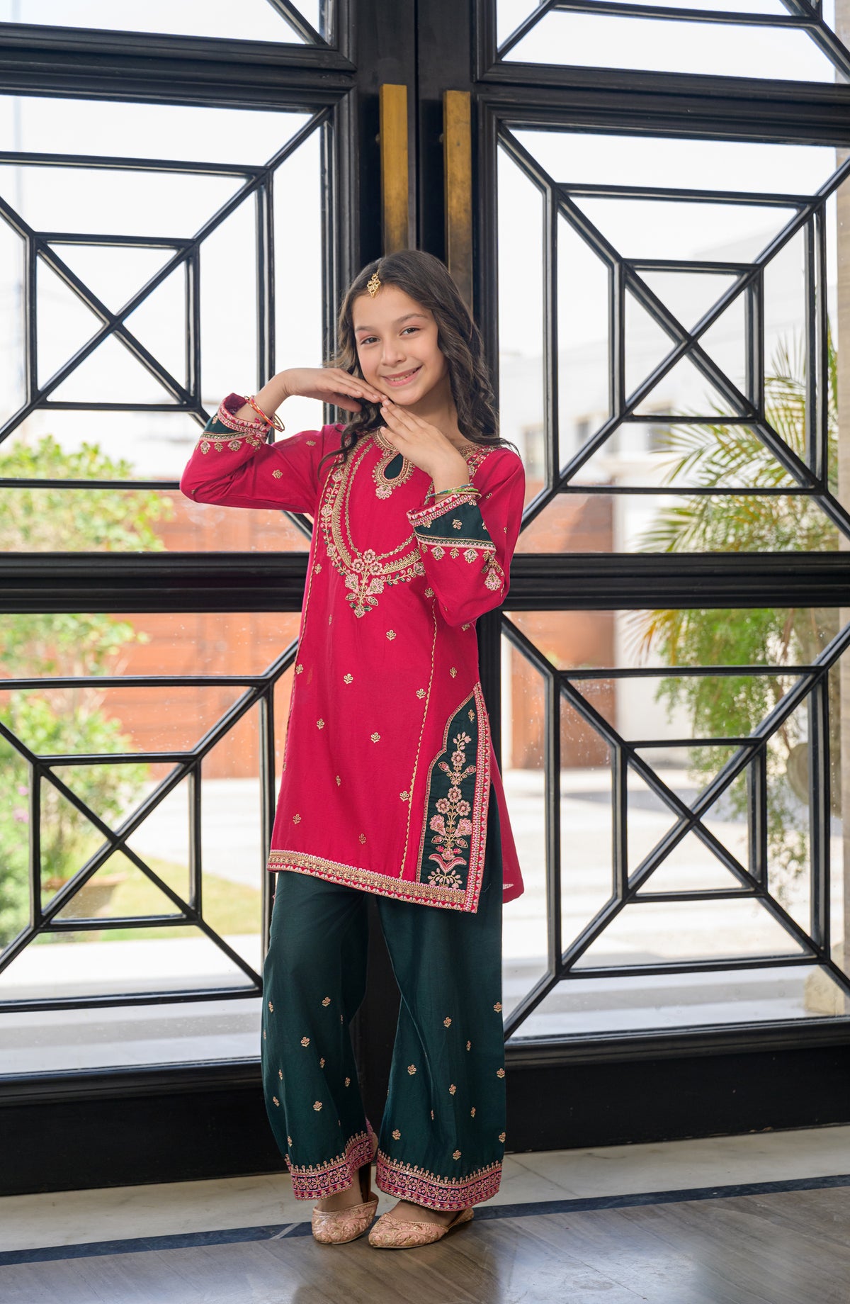 Fresh Birds Embroidered Cotton Lawn Stitched 2 Piece Suit - Zarkash - FBR26TW - Pink - Festive Girls Collection