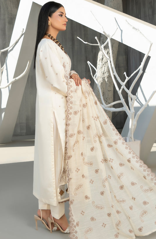 Zarmeesh by Al Karim Embroidered Slub Unstitched 3 Piece Suit - D-08 - AK26ZRM - Fawn - Summer Collection