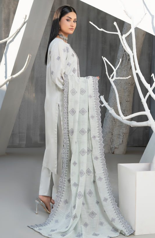 Zarmeesh by Al Karim Embroidered Slub Unstitched 3 Piece Suit - D-07 - AK26ZRM - Light Green - Summer Collection