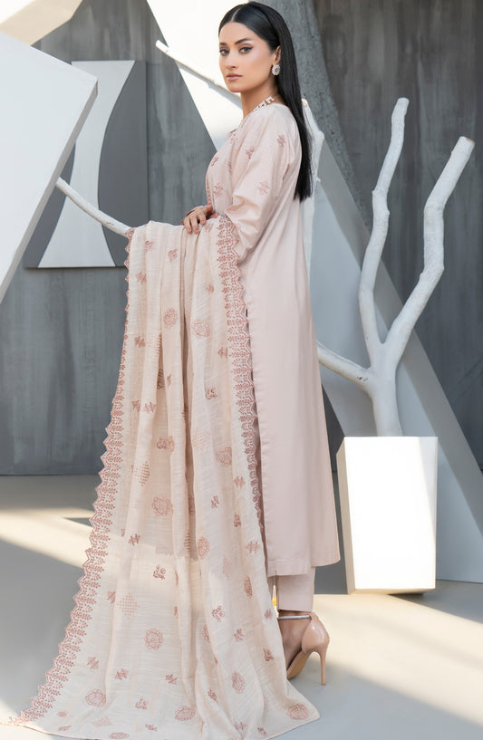 Zarmeesh by Al Karim Embroidered Slub Unstitched 3 Piece Suit - D-06 - AK26ZRM - Pink - Summer Collection