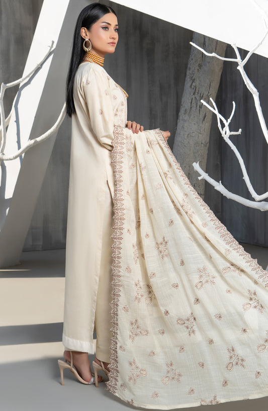 Zarmeesh by Al Karim Embroidered Slub Unstitched 3 Piece Suit - D-05 - AK26ZRM - Fawn - Summer Collection