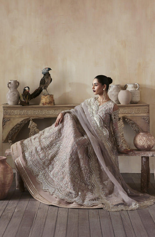 Zarposh Jahanara Embroidered Organza Unstitched 3 Piece Suit - Nure - ZRP25JHN - Purple - Festive Collection