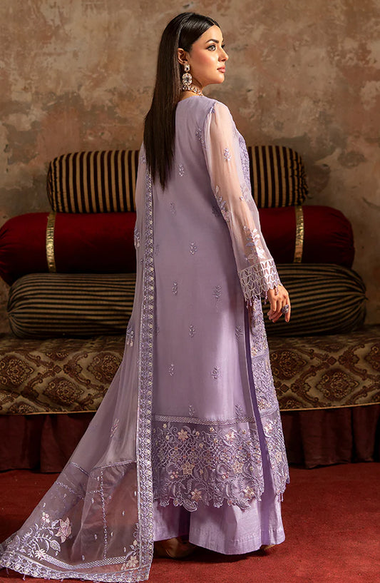 Zarqon by Zebtan Embroidered Chiffon Unstitched 3 Piece Suit - ZQ-01 - ZBT25ZQ - Purple - Luxury Collection