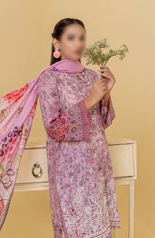 Zauq Embroidered Lawn Unstitched 3 Piece Suit - Design-06 - AK25ZQ2 - Pink - Summer Collection