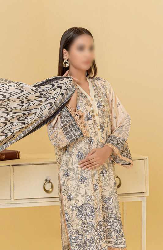 Zauq Embroidered Lawn Unstitched 3 Piece Suit - Design-05 - AK25ZQ2 - Blue - Summer Collection
