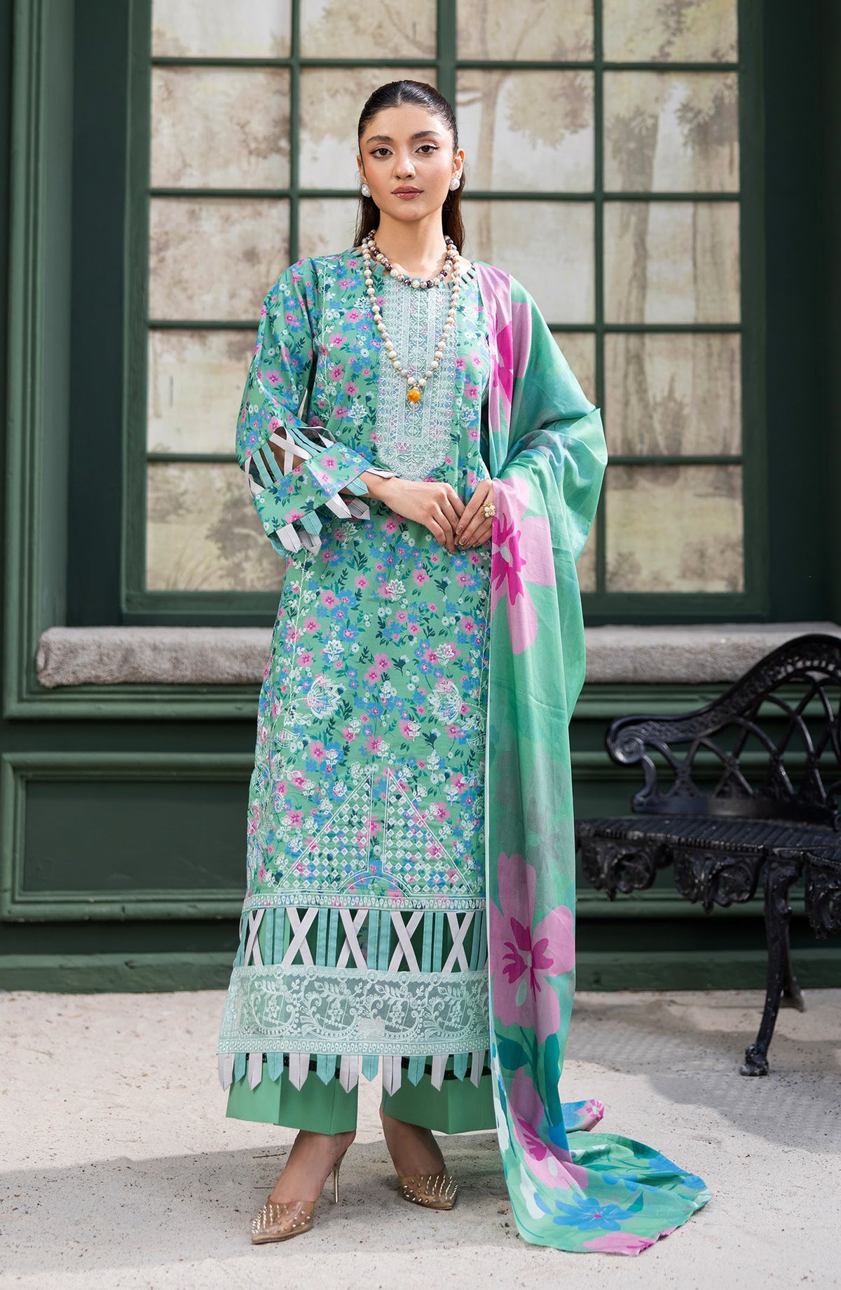 Zeal by Sanam Saeed Embroidered Lawn Unstitched 3 Piece Suit - D-09 - SS26ZL - Sea Green - Summer Collection