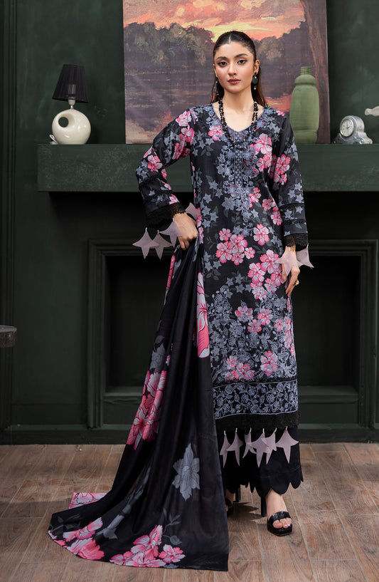 Zeal by Sanam Saeed Embroidered Lawn Unstitched 3 Piece Suit - D-07 - SS26ZL - Black - Summer Collection