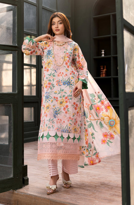 Zeal by Sanam Saeed Embroidered Lawn Unstitched 3 Piece Suit - D-05 - SS26ZL - Pink - Summer Collection