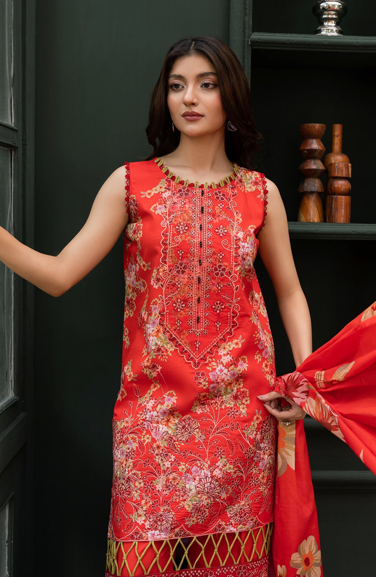 Zeal by Sanam Saeed Embroidered Lawn Unstitched 3 Piece Suit - D-04 - SS26ZL - Orange - Summer Collection