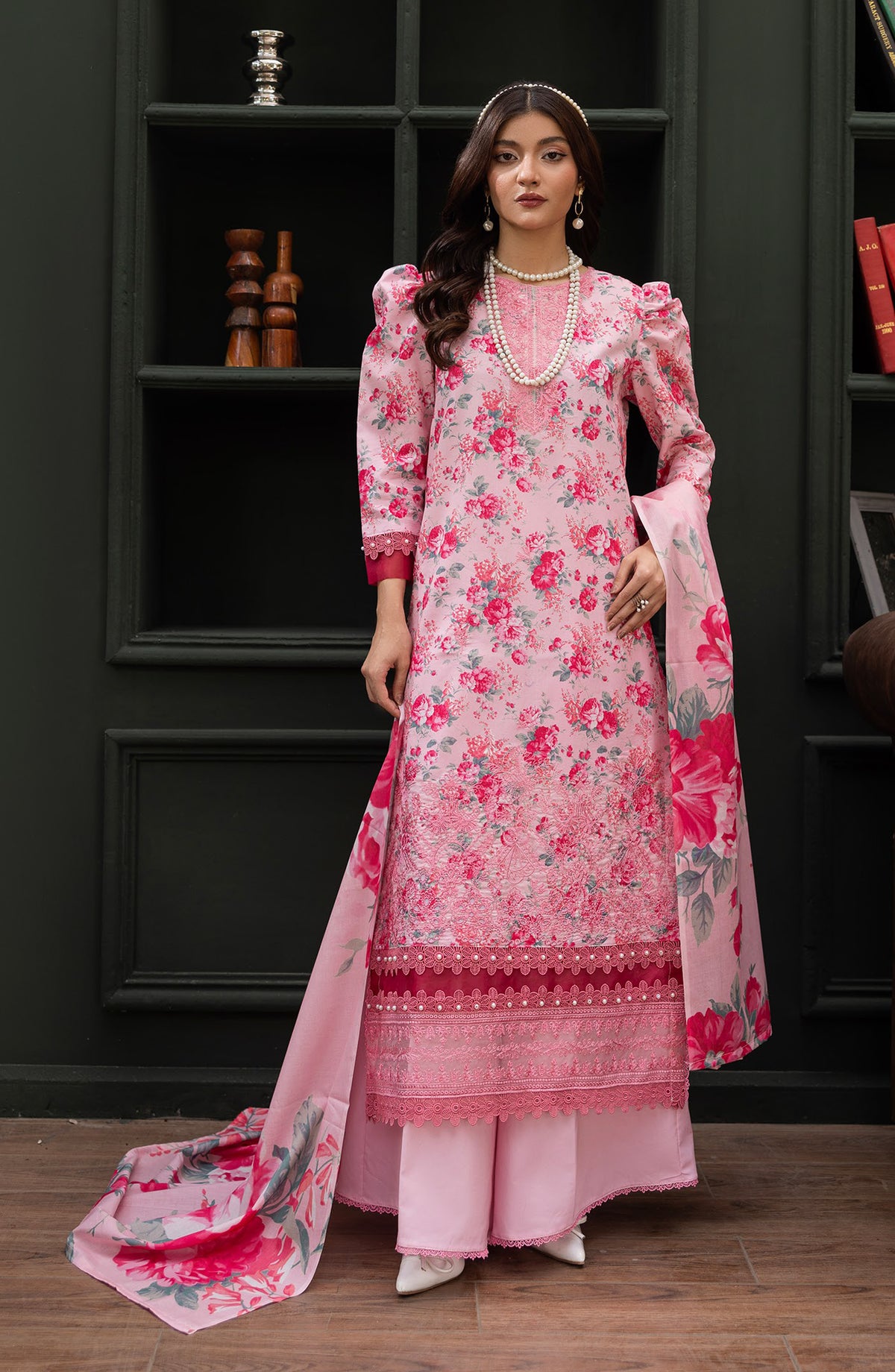 Zeal by Sanam Saeed Embroidered Lawn Unstitched 3 Piece Suit - D-03 - SS26ZL - Pink - Summer Collection