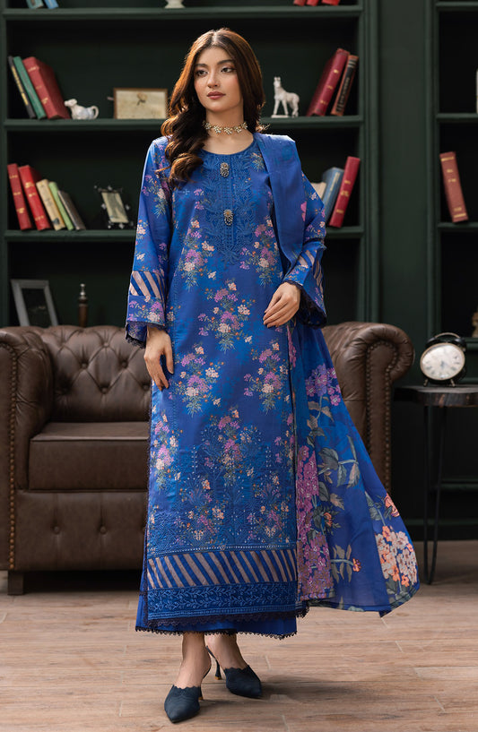 Zeal by Sanam Saeed Embroidered Lawn Unstitched 3 Piece Suit - D-01 - SS26ZL - Blue - Summer Collection
