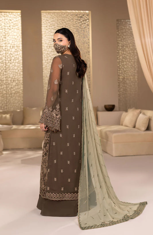 Zeenat Kuch Khas by Flossie Embroidered Chiffon Unstitched 3 Piece Suit - ZE-110 - FLS26ZN - Brown - Festive Collection