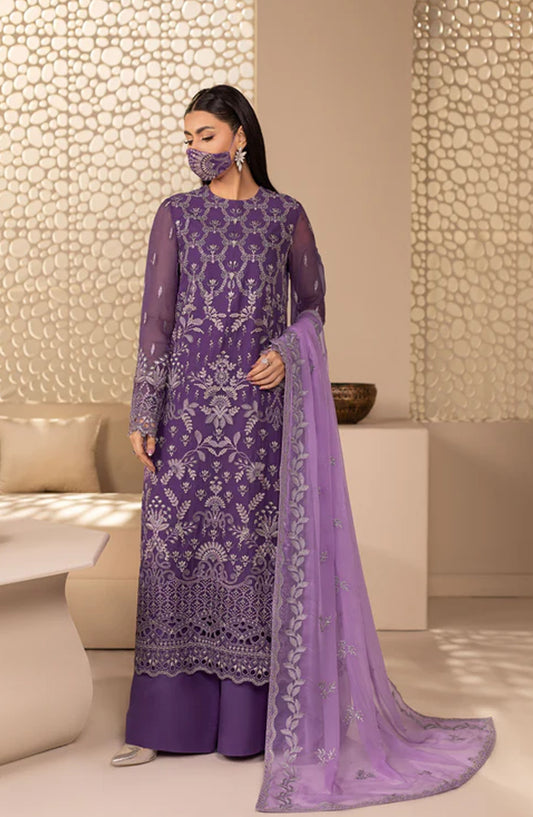 Zeenat Kuch Khas by Flossie Embroidered Chiffon Unstitched 3 Piece Suit - ZE-109 - FLS26ZN - Purple - Festive Collection