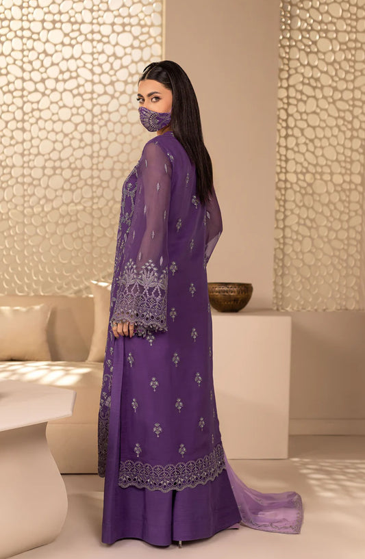 Zeenat Kuch Khas by Flossie Embroidered Chiffon Unstitched 3 Piece Suit - ZE-109 - FLS26ZN - Purple - Festive Collection
