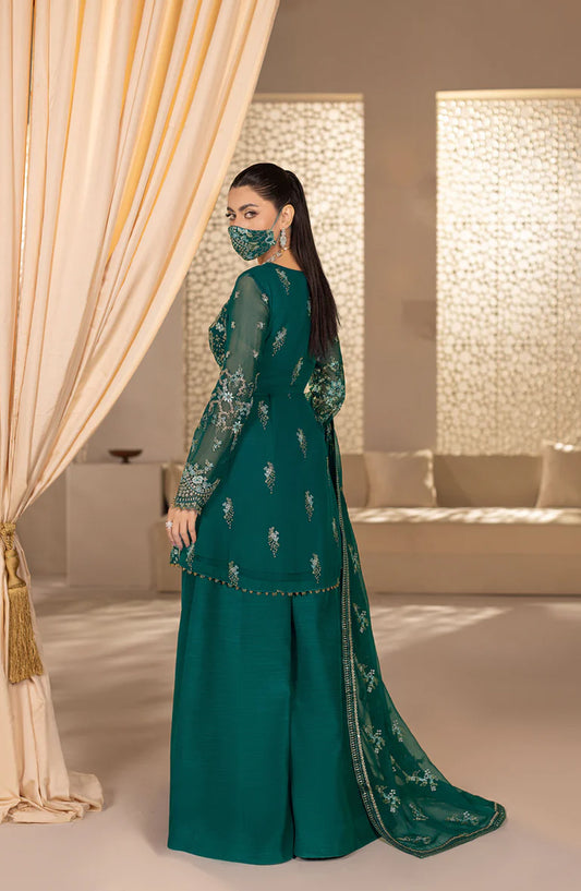 Zeenat Kuch Khas by Flossie Embroidered Chiffon Unstitched 3 Piece Suit - ZE-106 B - FLS26ZN - Green - Festive Collection