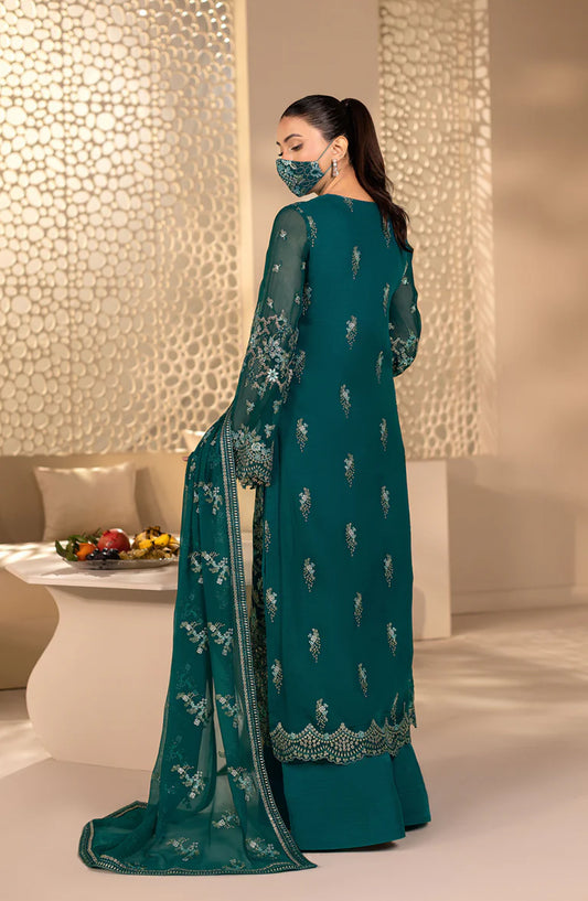 Zeenat Kuch Khas by Flossie Embroidered Chiffon Unstitched 3 Piece Suit - ZE-106 - FLS26ZN - Green - Festive Collection