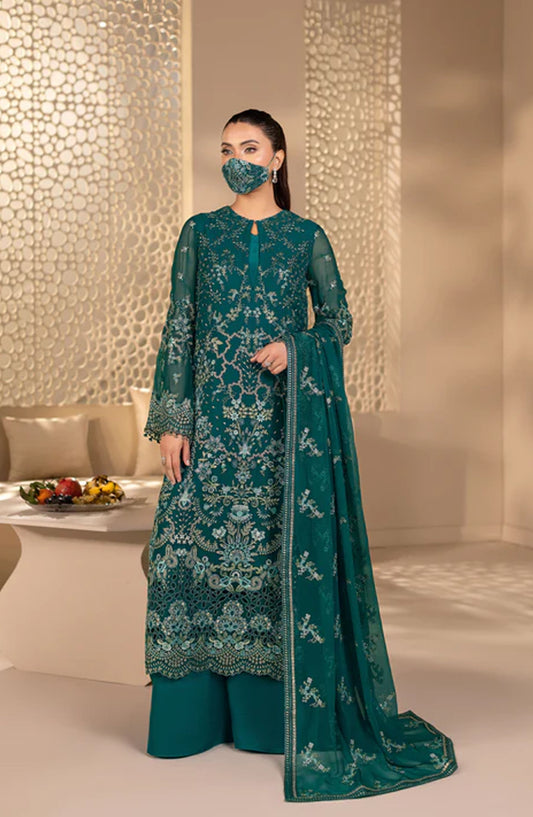 Zeenat Kuch Khas by Flossie Embroidered Chiffon Unstitched 3 Piece Suit - ZE-106 - FLS26ZN - Green - Festive Collection
