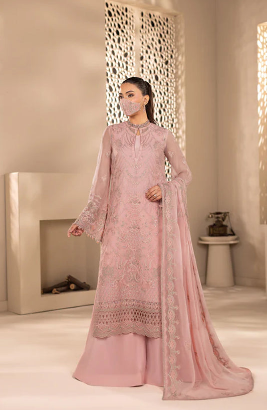 Zeenat Kuch Khas by Flossie Embroidered Chiffon Unstitched 3 Piece Suit - ZE-105 - FLS26ZN - Pink - Festive Collection