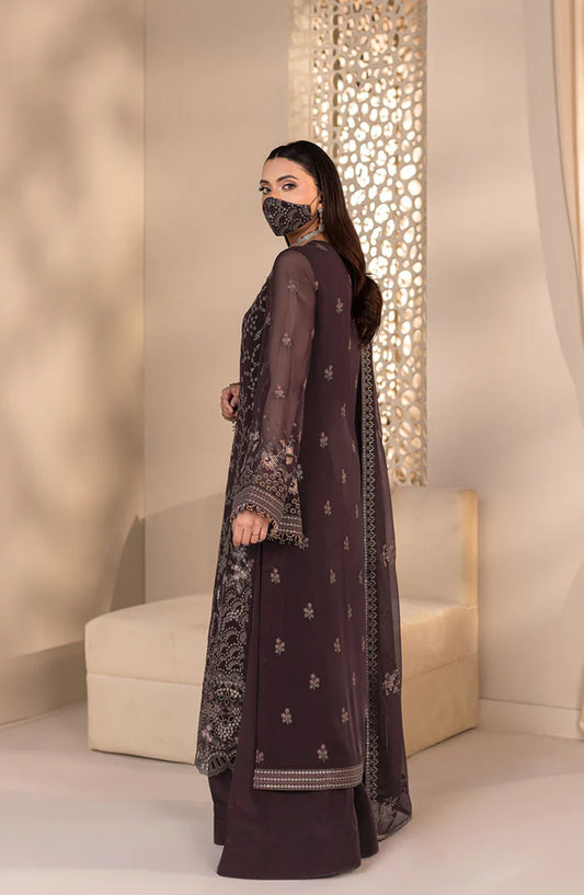 Zeenat Kuch Khas by Flossie Embroidered Chiffon Unstitched 3 Piece Suit - ZE-104 - FLS26ZN - Brown - Festive Collection