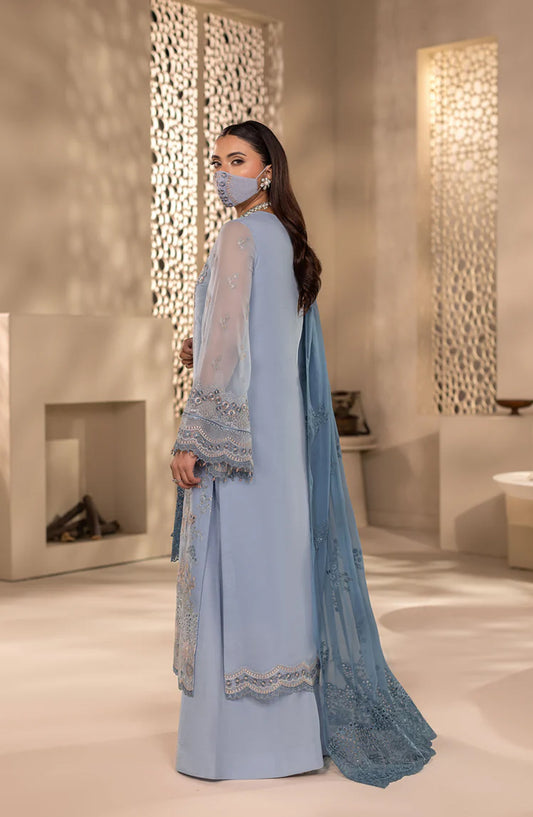 Zeenat Kuch Khas by Flossie Embroidered Chiffon Unstitched 3 Piece Suit - ZE-103 - FLS26ZN - Blue - Festive Collection