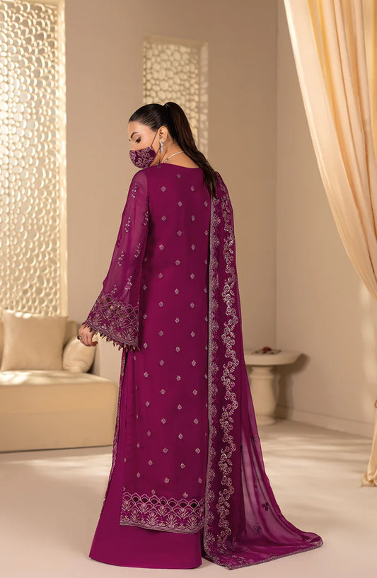 Zeenat Kuch Khas by Flossie Embroidered Chiffon Unstitched 3 Piece Suit - ZE-102 - FLS26ZN - Pink - Festive Collection