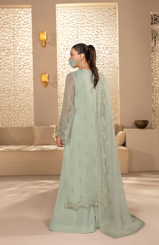 Zeenat Kuch Khas by Flossie Embroidered Chiffon Unstitched 3 Piece Suit - Z E-101 B - FLS26ZN - Green - Festive Collection