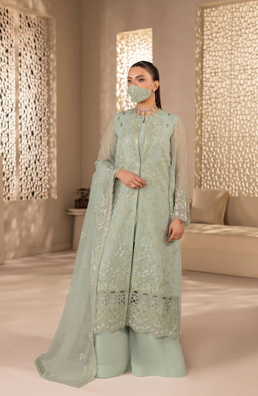 Zeenat Kuch Khas by Flossie Embroidered Chiffon Unstitched 3 Piece Suit - Z E-101 B - FLS26ZN - Green - Festive Collection
