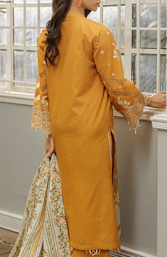 Zellbury Embroidered Cotton Unstitched 3 Piece Suit - WUC25E34032 - ZB26CH - Mustard - Summer Collection