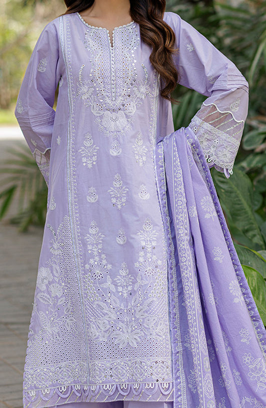 Zellbury Embroidered Cotton Unstitched 3 Piece Suit - WUC25E34019 - ZB26CH - Purple - Summer Collection