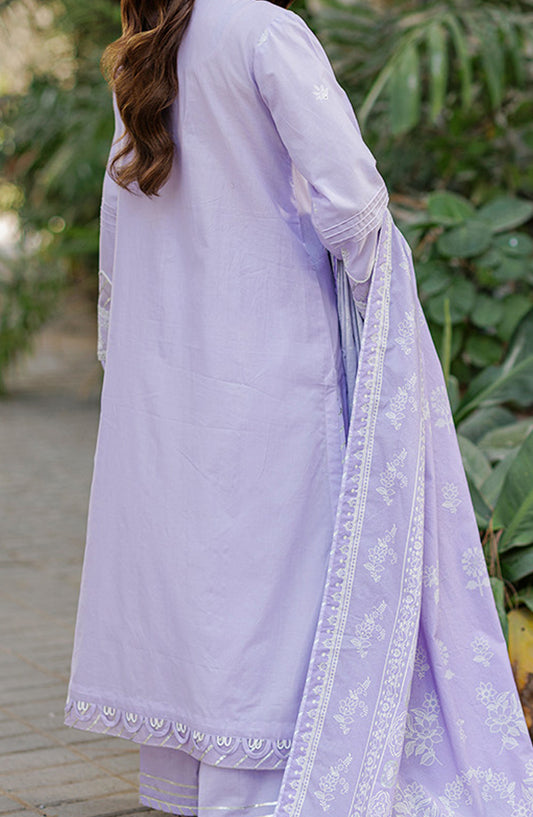 Zellbury Embroidered Cotton Unstitched 3 Piece Suit - WUC25E34019 - ZB26CH - Purple - Summer Collection
