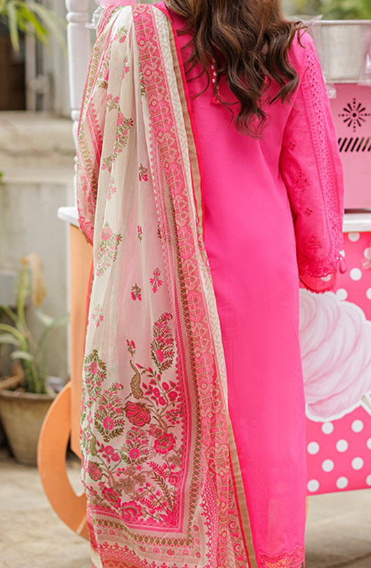 Zellbury Embroidered Cotton Unstitched 3 Piece Suit - WUC25E34031 - ZB26CH - Pink - Summer Collection