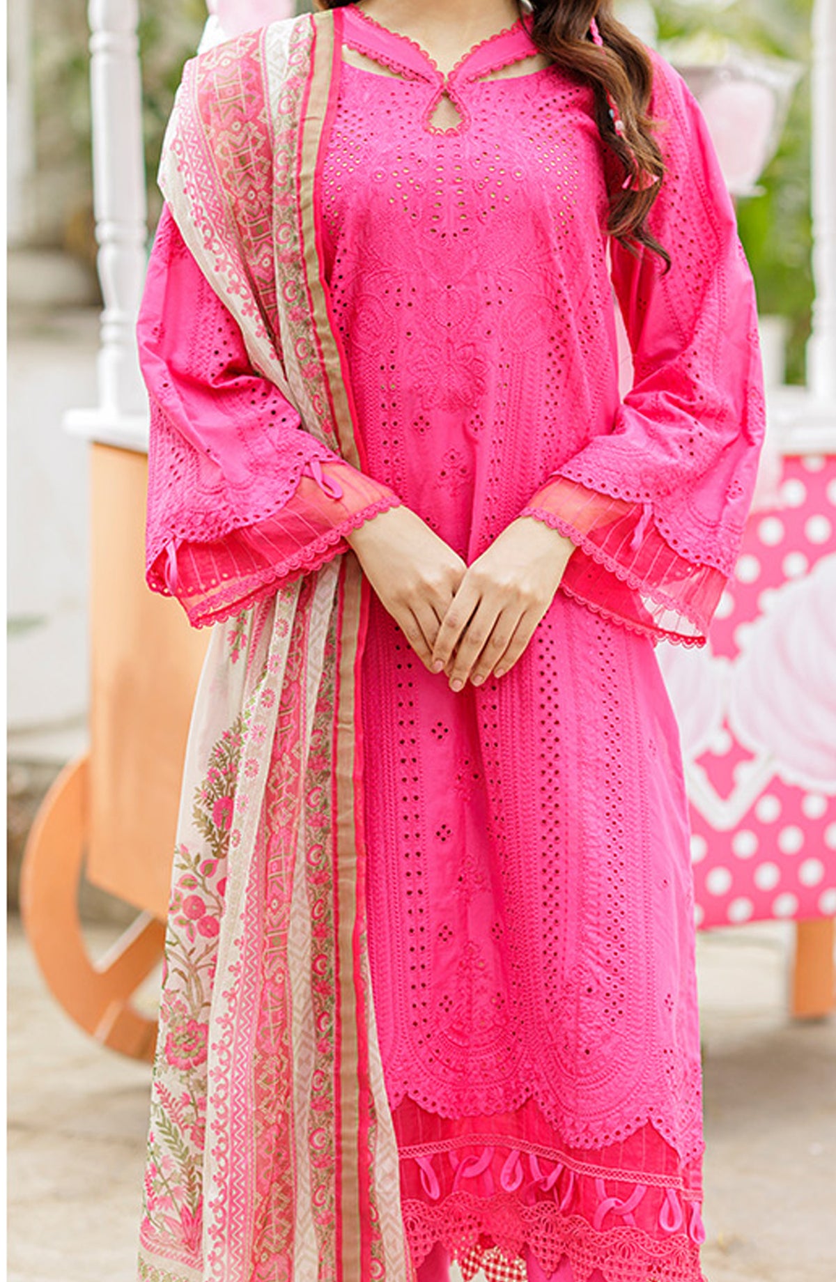 Zellbury Embroidered Cotton Unstitched 3 Piece Suit - WUC25E34031 - ZB26CH - Pink - Summer Collection